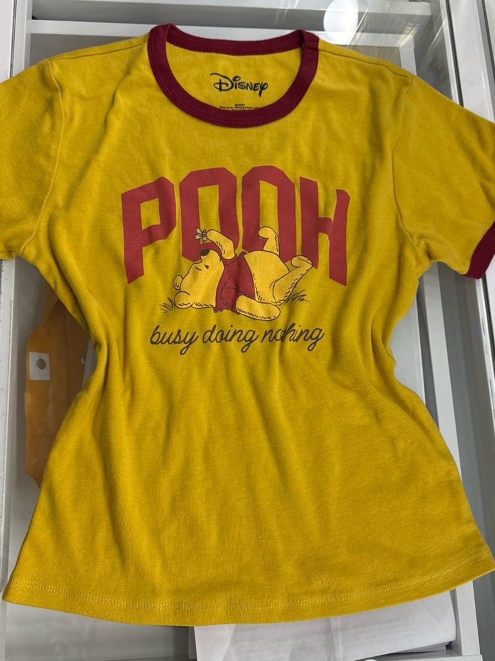 Disney Yellow & Burgundy Winnie the Pooh Short Sleeve Tee